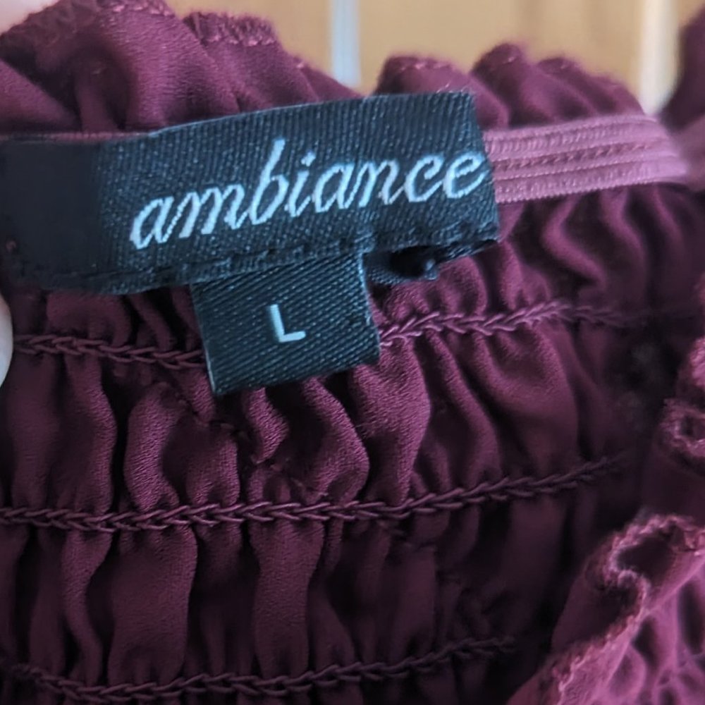 Ambiance Size L Burgundy Crop Off-the-Shoulder Top - Picture 3 of 12